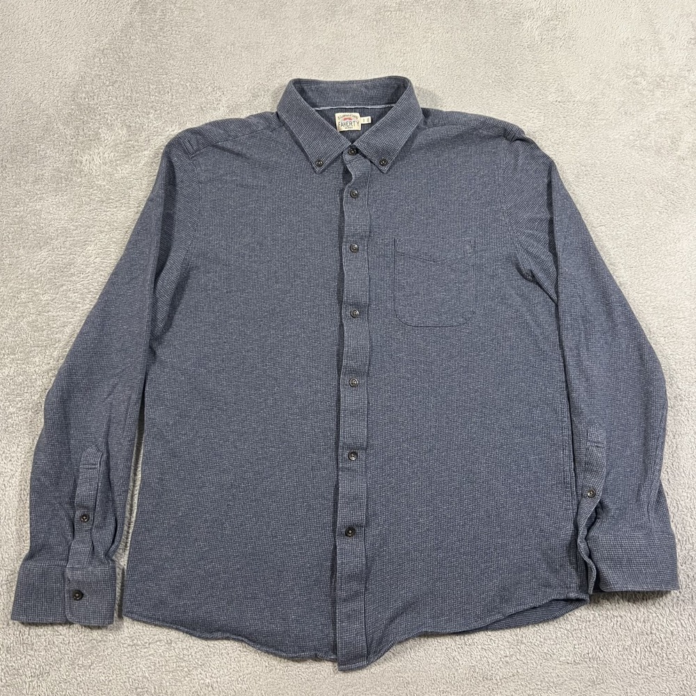 Faherty Houndstooth Knit Shirt Mens XL Button Up Long Sleeve